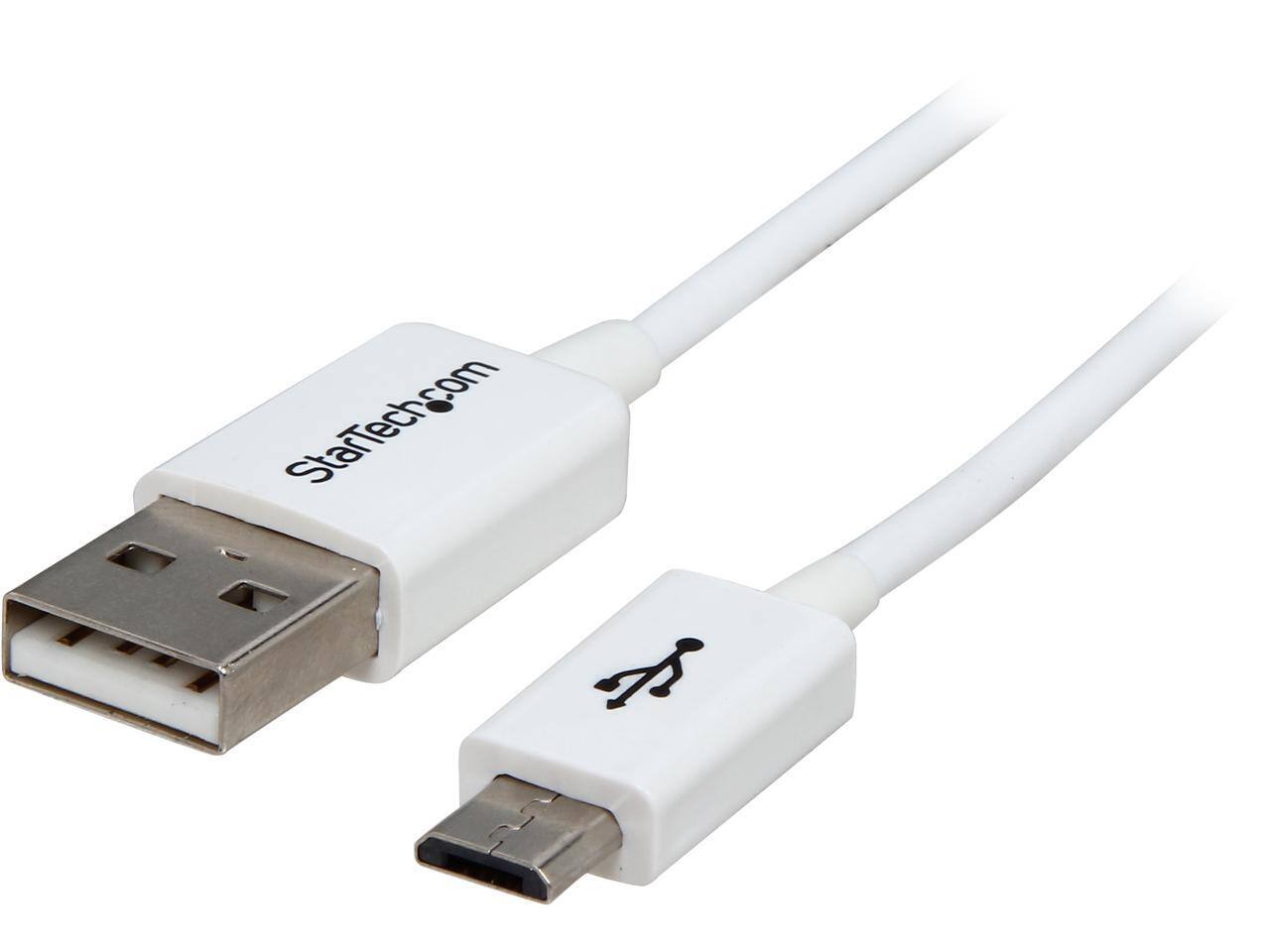 Front. StarTech.com - StarTech USBPAUB50CMW 0.5m White Micro USB Cable - A to Micro B.