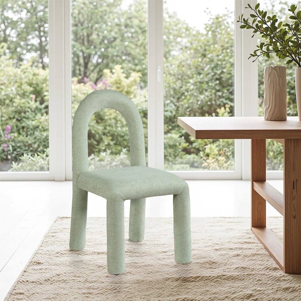 Alt View 1. Meridian Furniture - Amari Mint Chenille Fabric Dining Chair, Set of 2 - Blue.