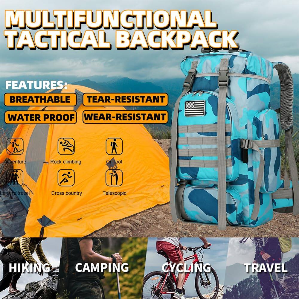 Cozy Serene 45L Hiking Backpack Waterproof Travel Lightweight Outdoor ...