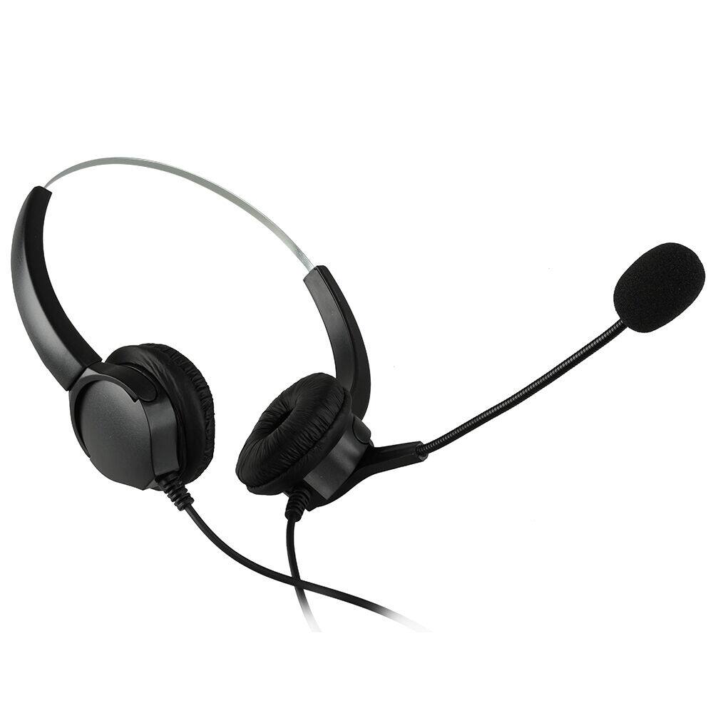 Alt View 7. AGPtek - Call Center Noise Cancelling Corded Binaural Hands-free Headset Headphone With Microphone - Black.