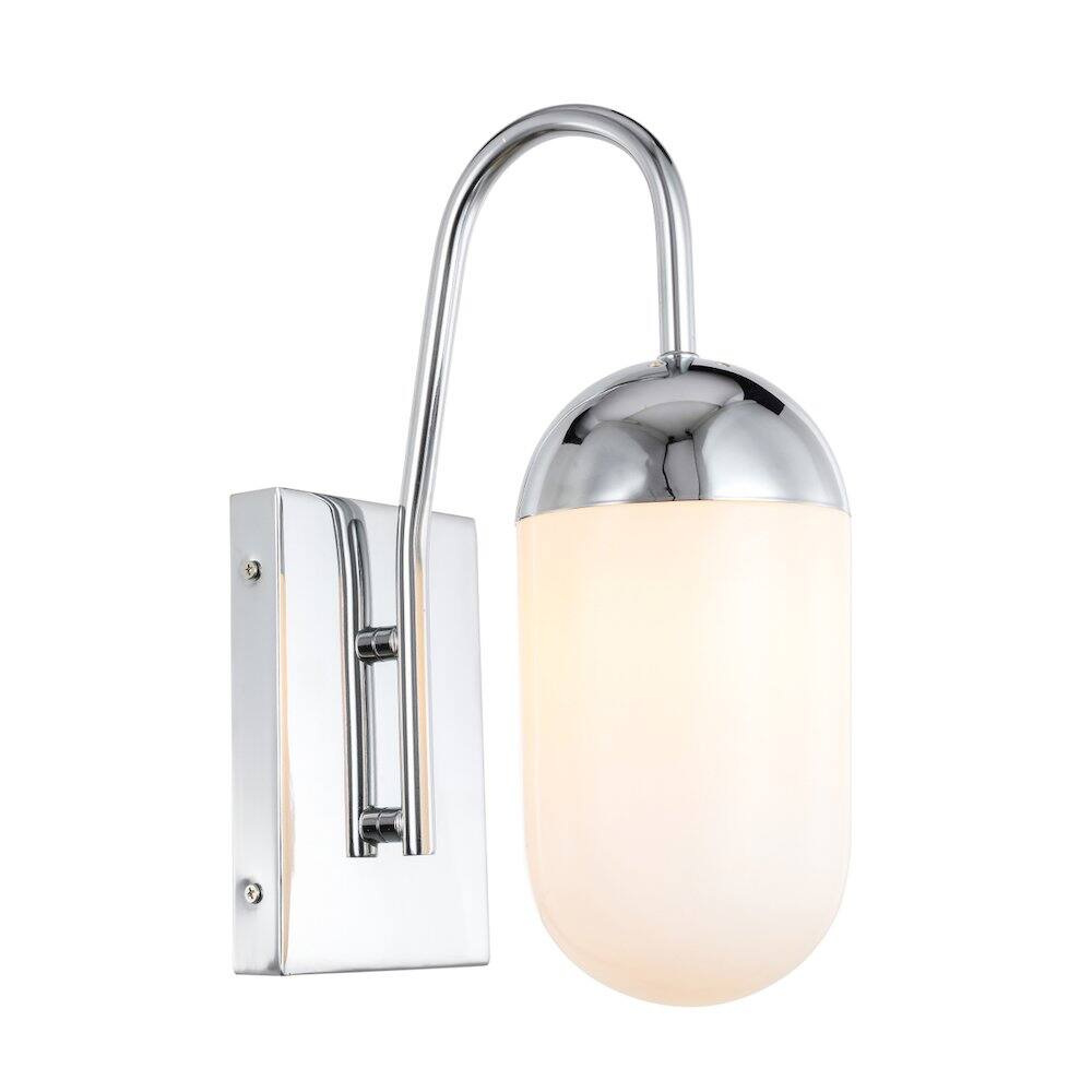 Alt View 7. Living District - Kace 1 Light Chrome And Frosted White Glass Wall Sconce - Chrome And Frosted White Glass.