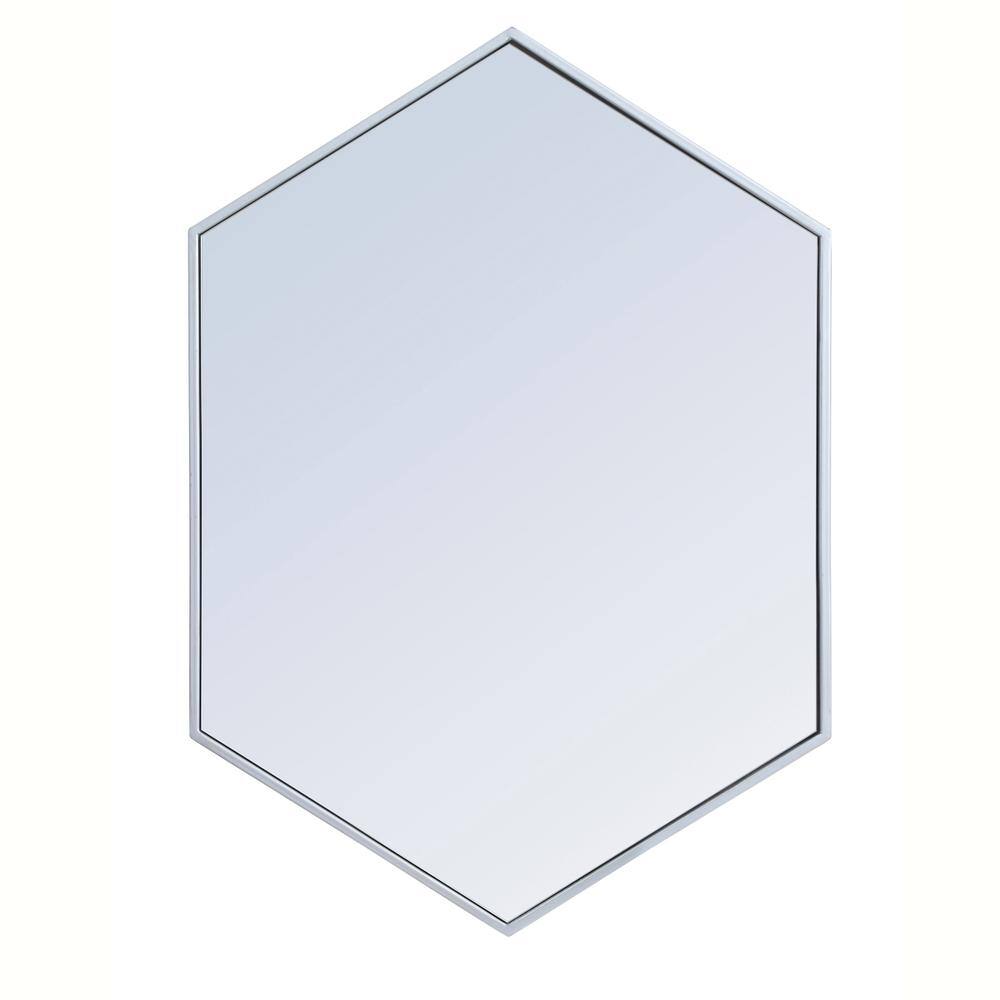 Alt View 2. Elegant Decor - Metal frame hexagon mirror 24 inch in silver - Silver.