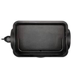 Lumme - 12-Inch Electric Griddle 1500W Nonstick Indoor Grill Adjustable Temp Removable Drip Tray - Black