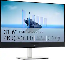 Dell - 32 Plus 4K QD-OLED Monitor S3225QC - 31.6" 3840x2160 120Hz 0.03ms AI Spatial Audio - Ash White