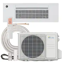 Senville - 6,000 BTU 1-Way Ceiling Cassette Mini Split Air Conditioner and Heat Pump - White