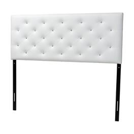 Baxton Studio - Viviana Modern and Contemporary Faux Leather Upholstered Button-tufted Queen Size Headboard - White