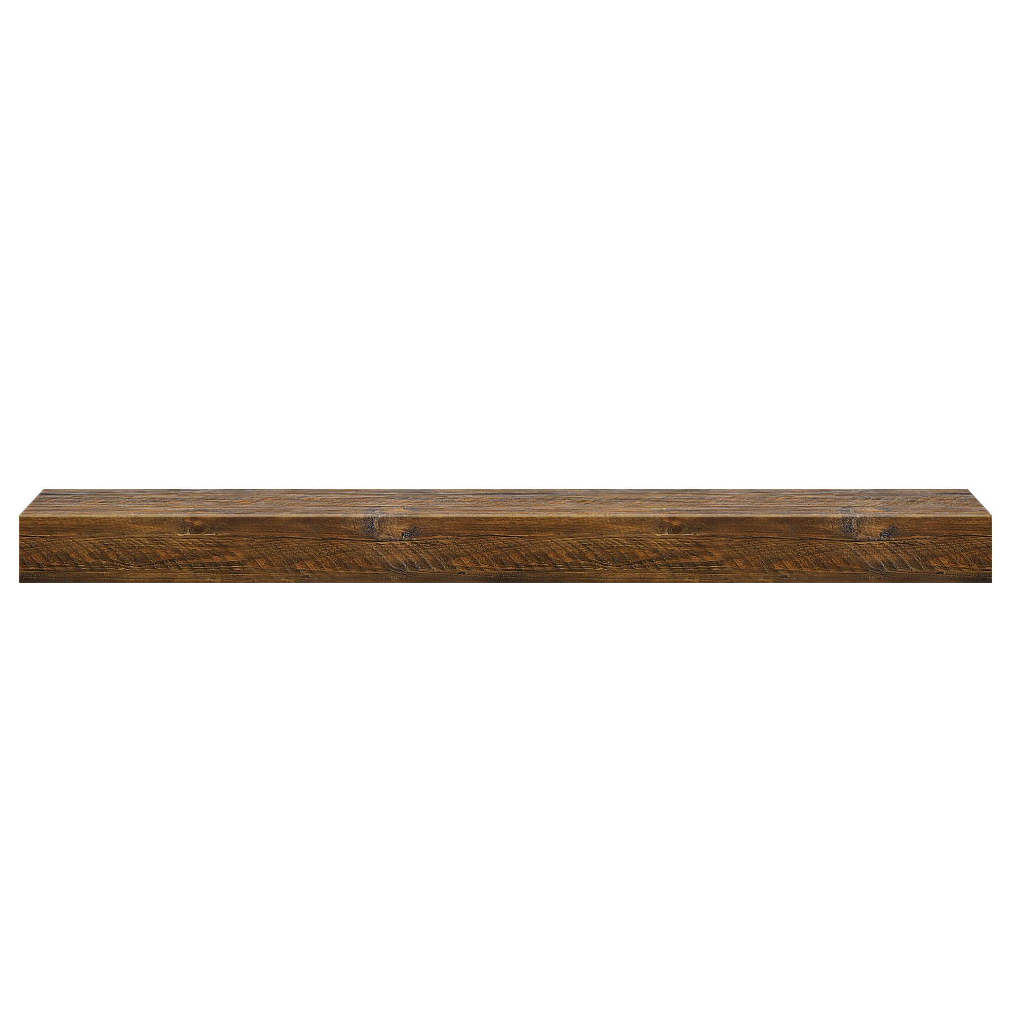 Alt View 8. Plank+Beam - Rustic Floating Shelf/Fire Beam (72in / 1829mm), Rustic Barnwood - Rustic Barnwood.