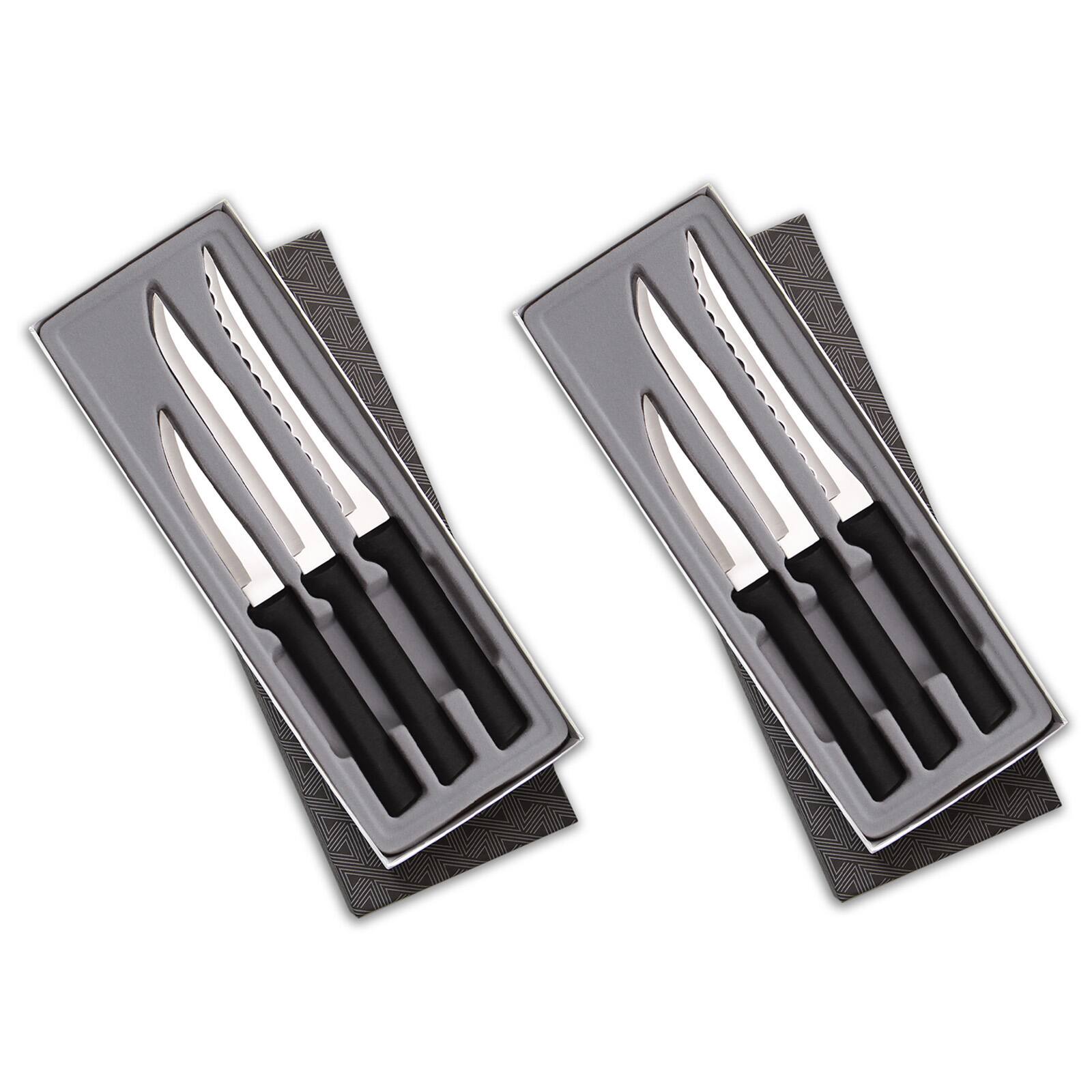 Front. Rada - 3 Piece Cooking Essentials Knife Set with Gift Box, Black Handless, Set of 2 - Black.