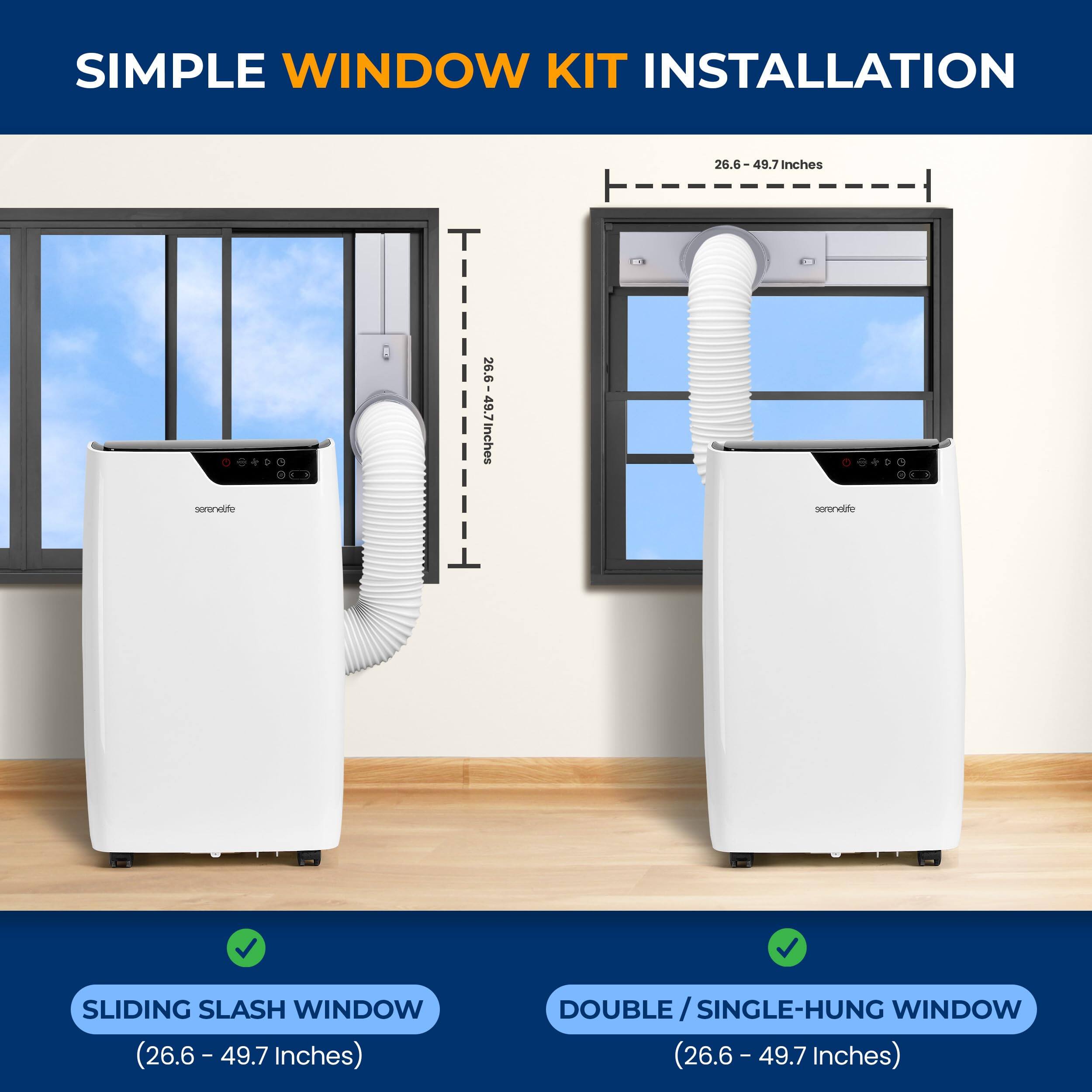SIMPLE WINDOW KIT INSTALLATION

26.6 - 49.7 inches

SLIDING SLASH WINDOW (26.6 - 49.7 inches)

DOUBLE / SINGLE-HUNG WINDOW (26.6 - 49.7 inches)