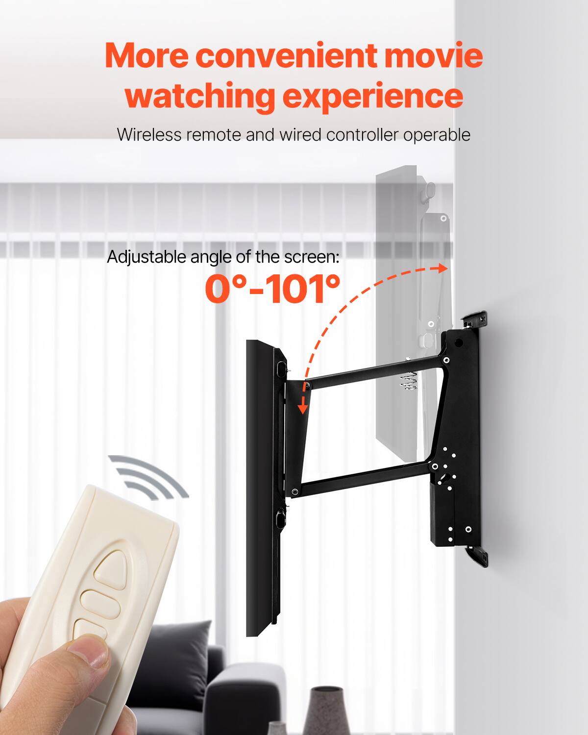 More convenient movie watching experience

Wireless remote and wired controller operable

Adjustable angle of the screen: 0°-101°