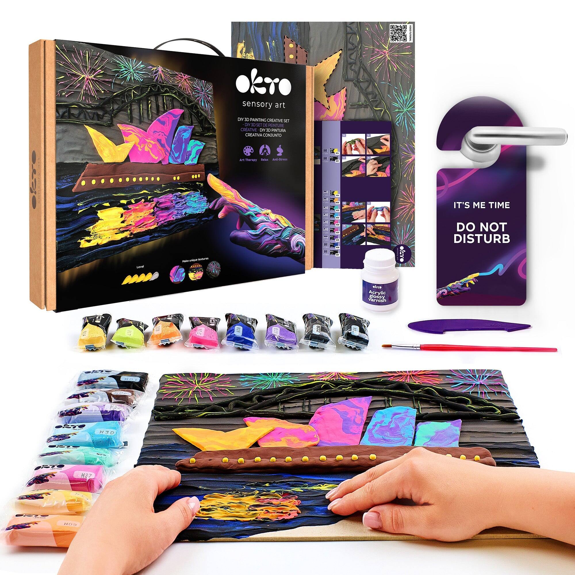 okro sensory art Ue 2 PANTING CREATVE 11 in Su L MNu CREATVE Ce OPNTUDA CORAINA CONJUNTO - - - .ene - - ..  IT'S ME TIME LAE nAPDD - -  - Acrylle SaTn pay alve DO NOT DISTURB N7D ? G- MIO