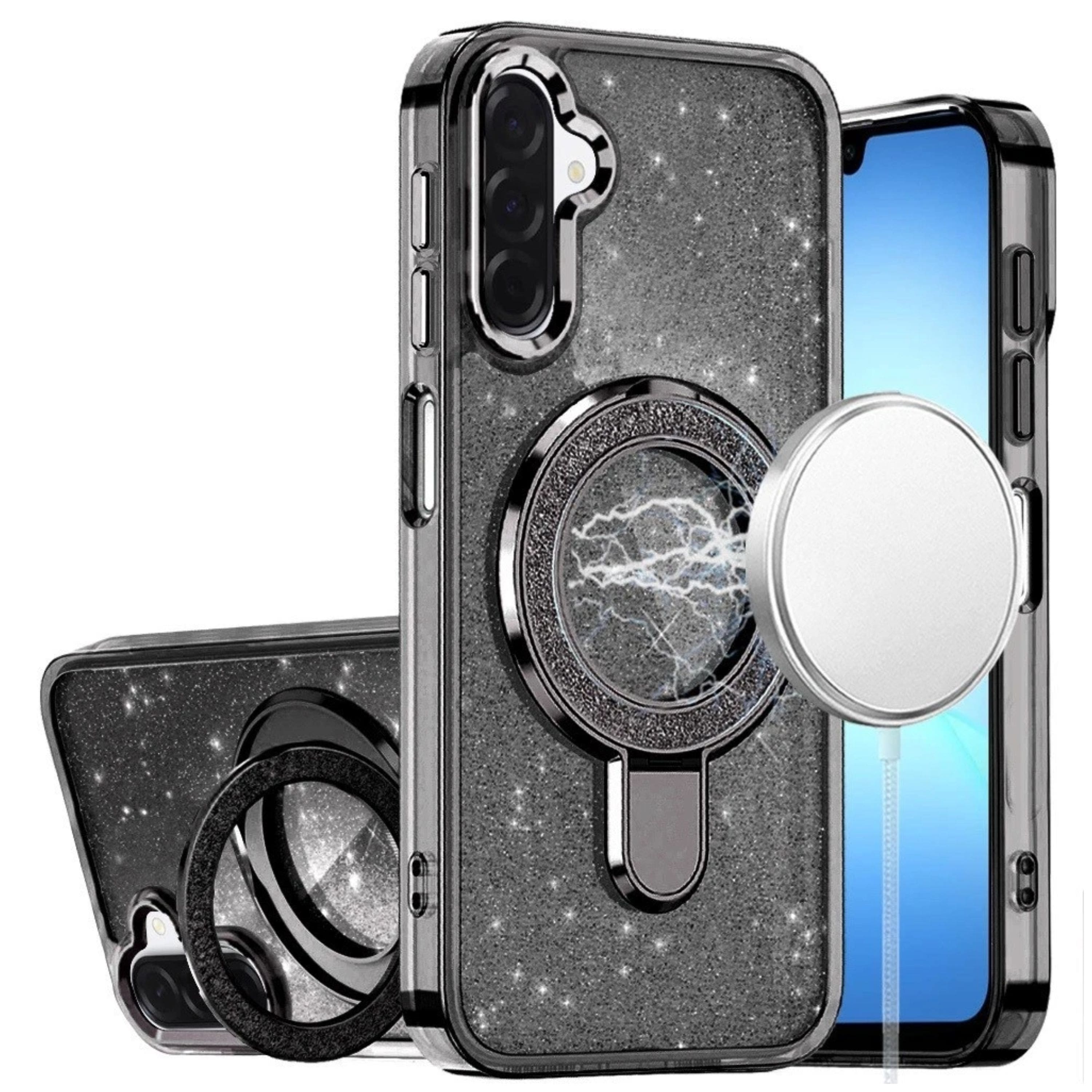 Kitcheniva - Sparkling Translucent Glitter Magnetic Ring Case With Tempered Glass For Samsung A17 5G - Black price history on PriceWatchPro