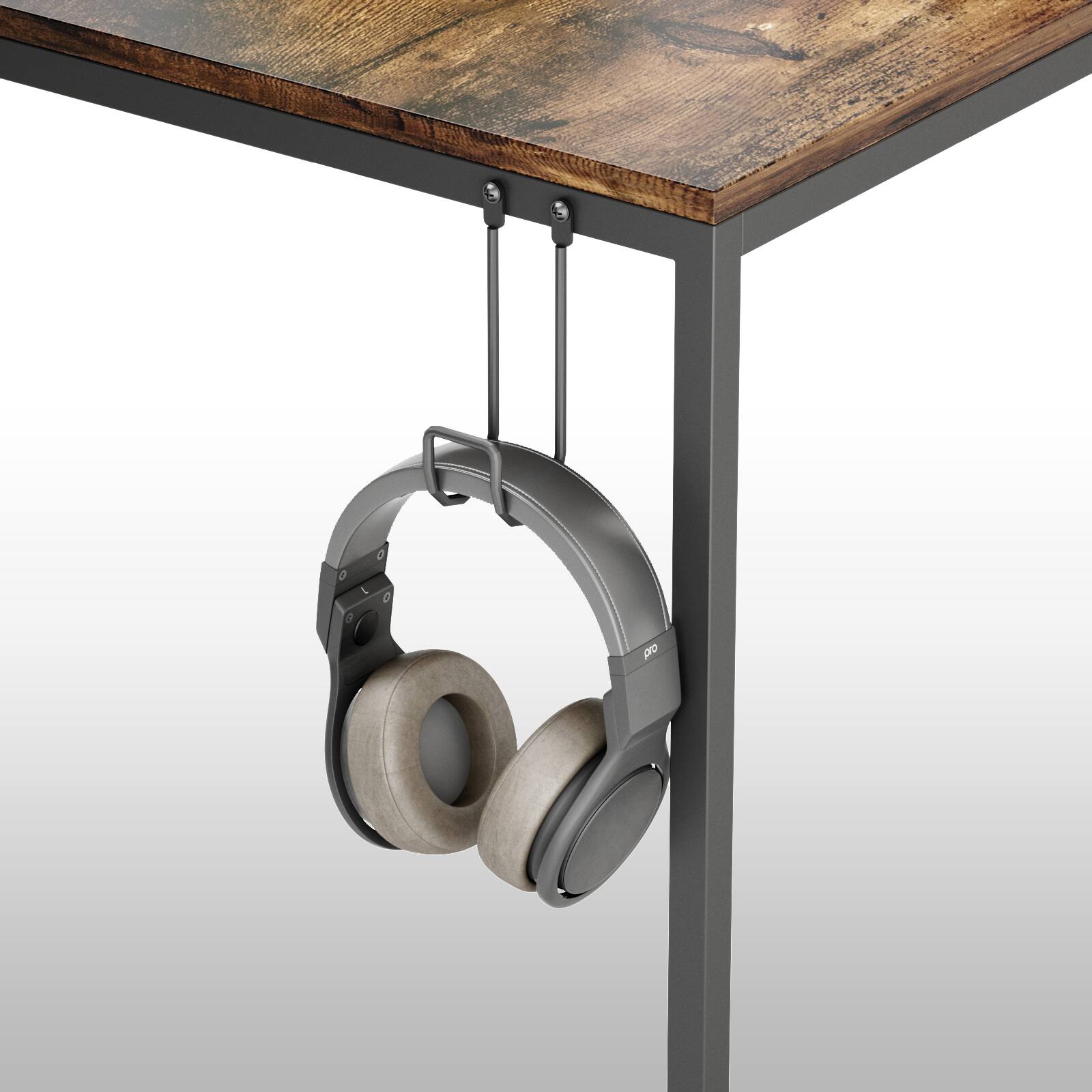 Alt View 15. Bestier - Computer Desk with Adjustable Shelves and Reversible Bookshelf - 63" wide - Rustic Brown.