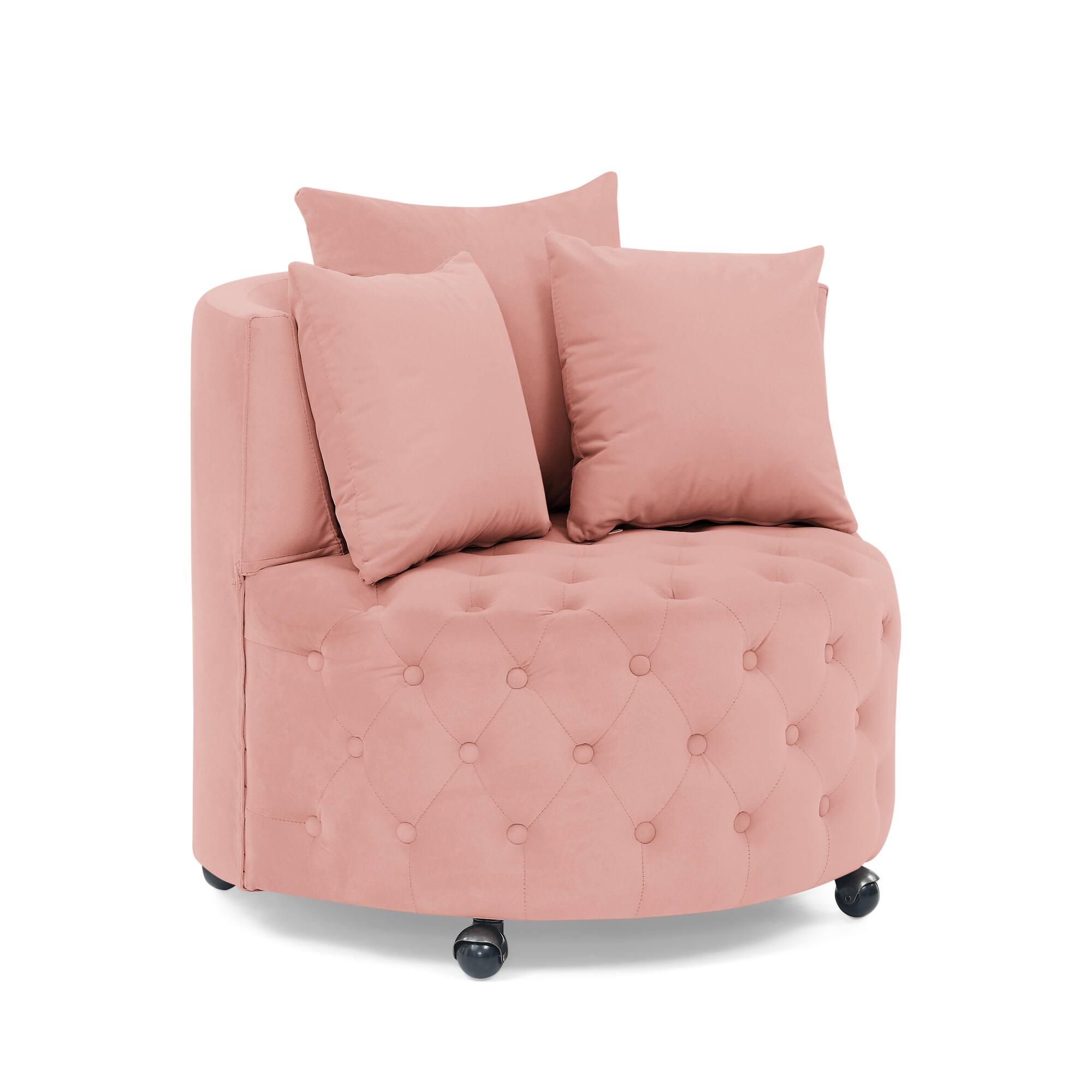 Alt View 2. GOODSILO - Luxury Upholstered Swivel Accent Chair with Tufted Back and Caster Wheels for Elegant Home Seating - Pink.