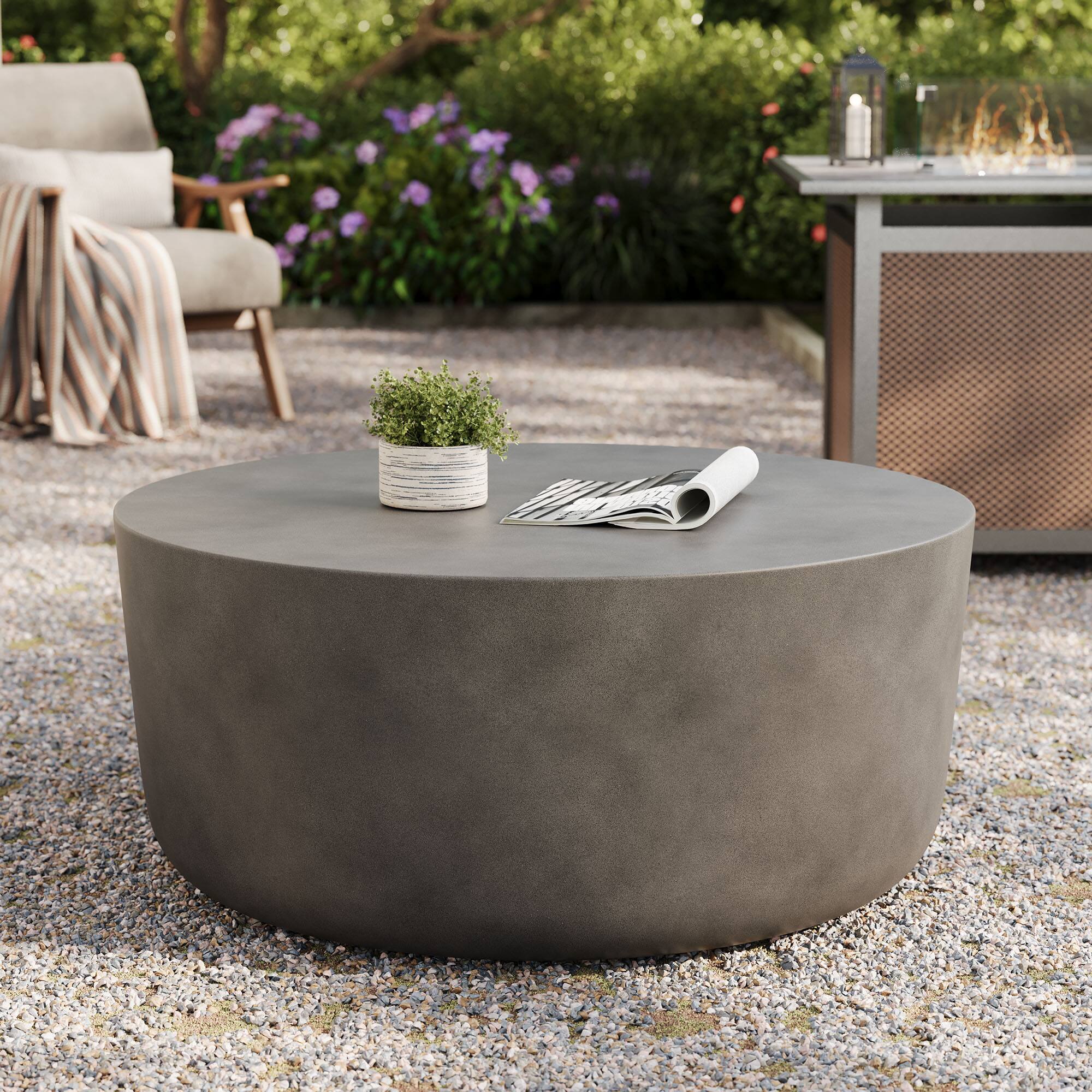 Front. Modway - Brion Round Indoor - Outdoor Patio Concrete Coffee Table by Modway - Gray.
