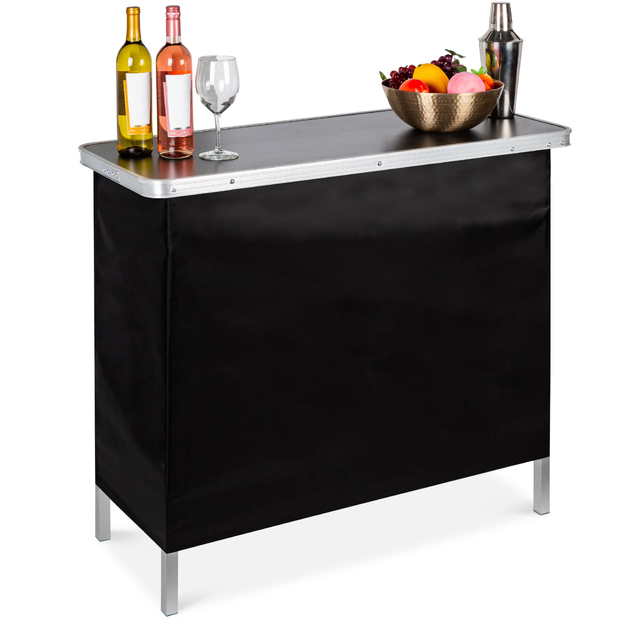 Best Choice Products - Portable Pop-Up Bar Table for Indoor/Outdoor, Party, Picnic w/ Carrying Case, Removable Skirt - Black