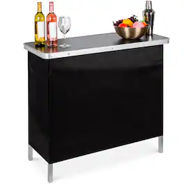 Best Choice Products - Portable Pop-Up Bar Table for Indoor/Outdoor, Party, Picnic w/ Carrying Case, Removable Skirt - Black