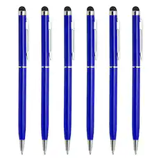 Front. Unique Bargains - 6pcs 2-in-1 Metal Ballpoint Pen & Retractable Stylus for All Capacitive Touch Screen - Dark Blue.