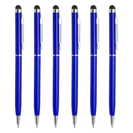 Front. Unique Bargains - 6pcs 2-in-1 Metal Ballpoint Pen & Retractable Stylus for All Capacitive Touch Screen - Dark Blue.