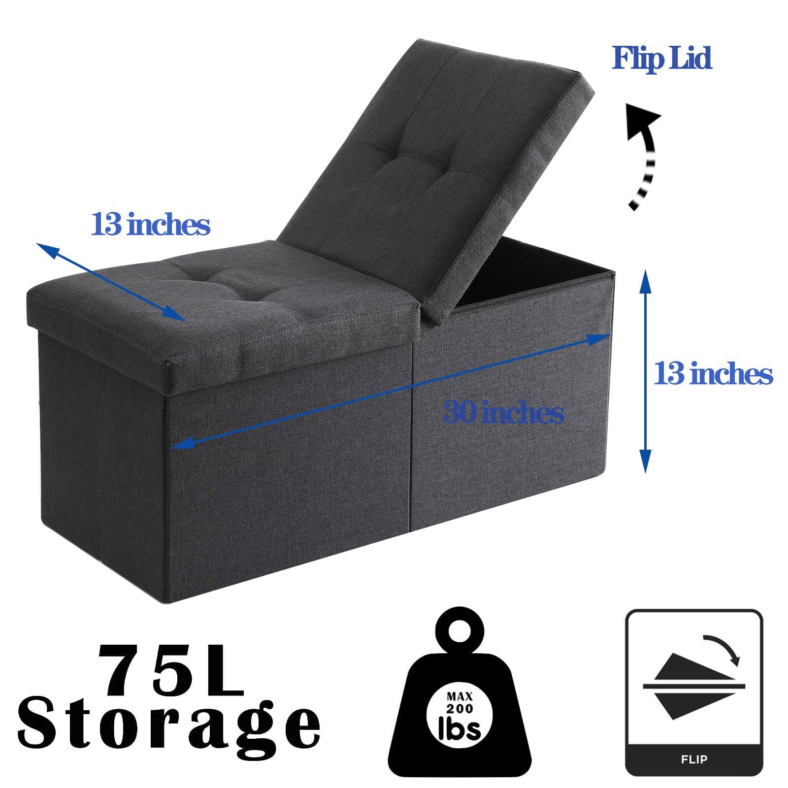 Flip Lid  
13 inches  
30 inches  
13 inches  
75L Storage  
MAX 200 lbs  
FLIP