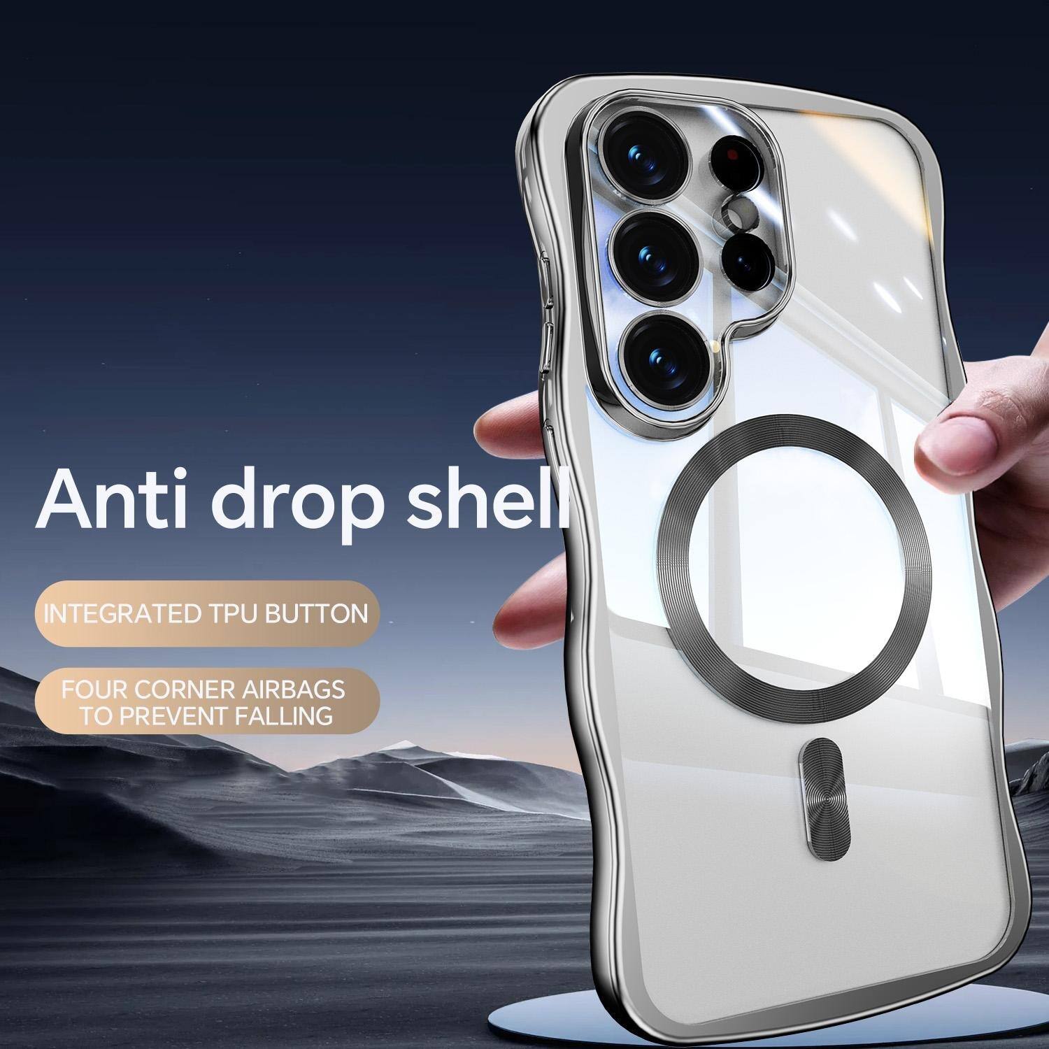 Anti drop shell

INTEGRATED TPU BUTTON

FOUR CORNER AIRBAGS TO PREVENT FALLING
