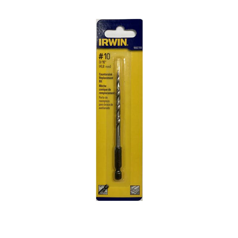 IRWIN  
1882789  
#10 3/16" (4.8 mm) Countersink Replacement Bit  
Mèche conique de remplacement  
Parte de reemplazo para broca de avellanado