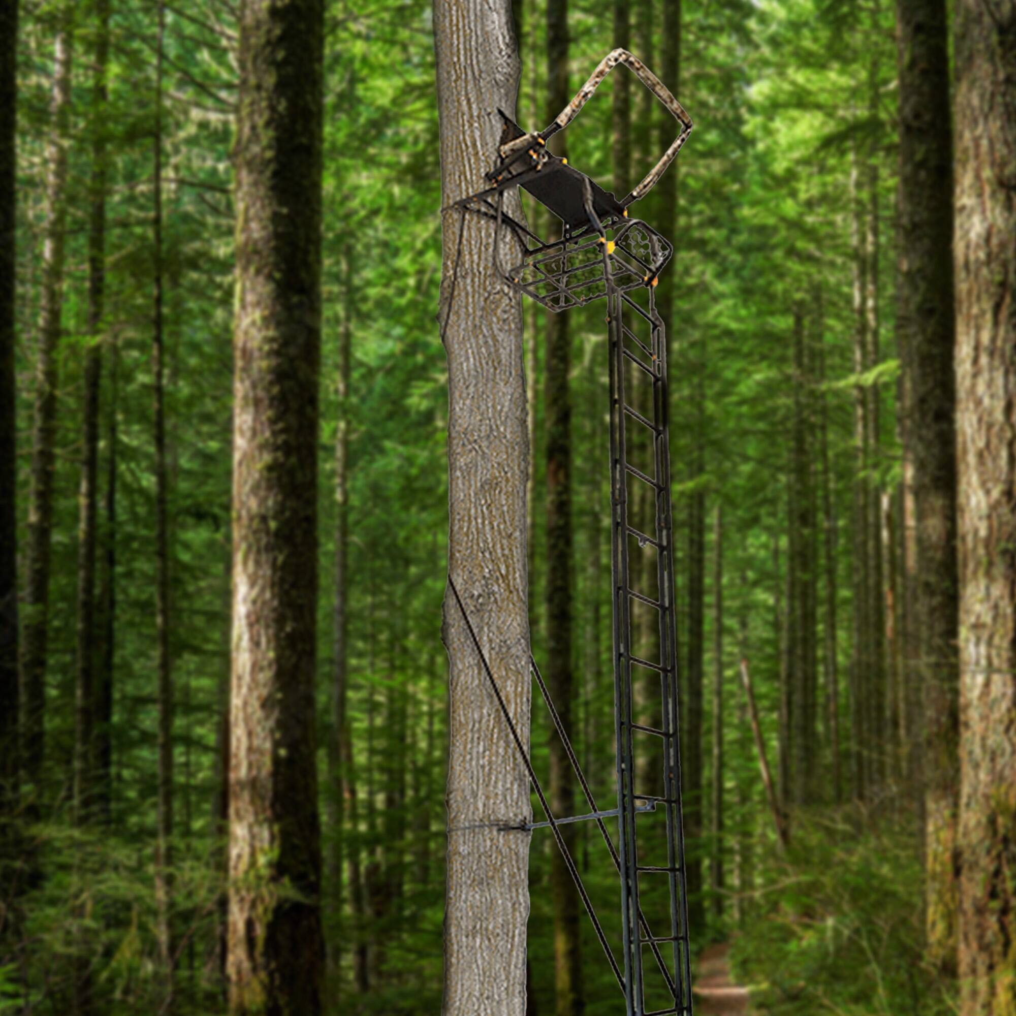 Alt View 2. Muddy - Muddy Huntsman Deluxe 17 Foot Hunting Ladderstand, 1 Person Climbing Tree Stand - Black.