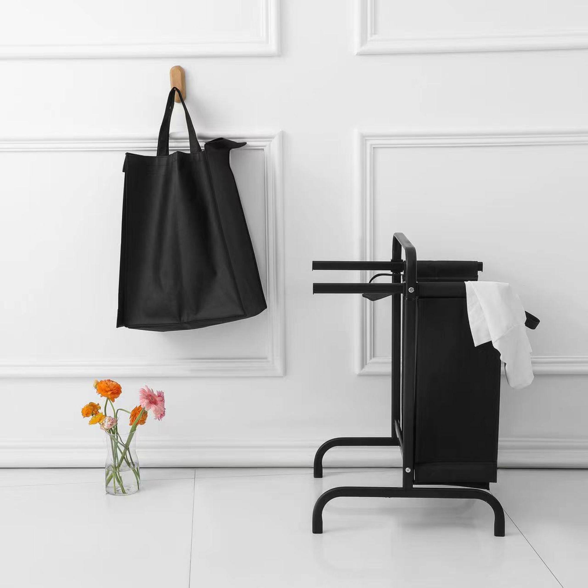 Alt View 1. ELEMENT ACE - Large Two-Tier Laundry Hamper with Sorting Cards and Lid for Efficient Clothes and Toys Storage - Black.