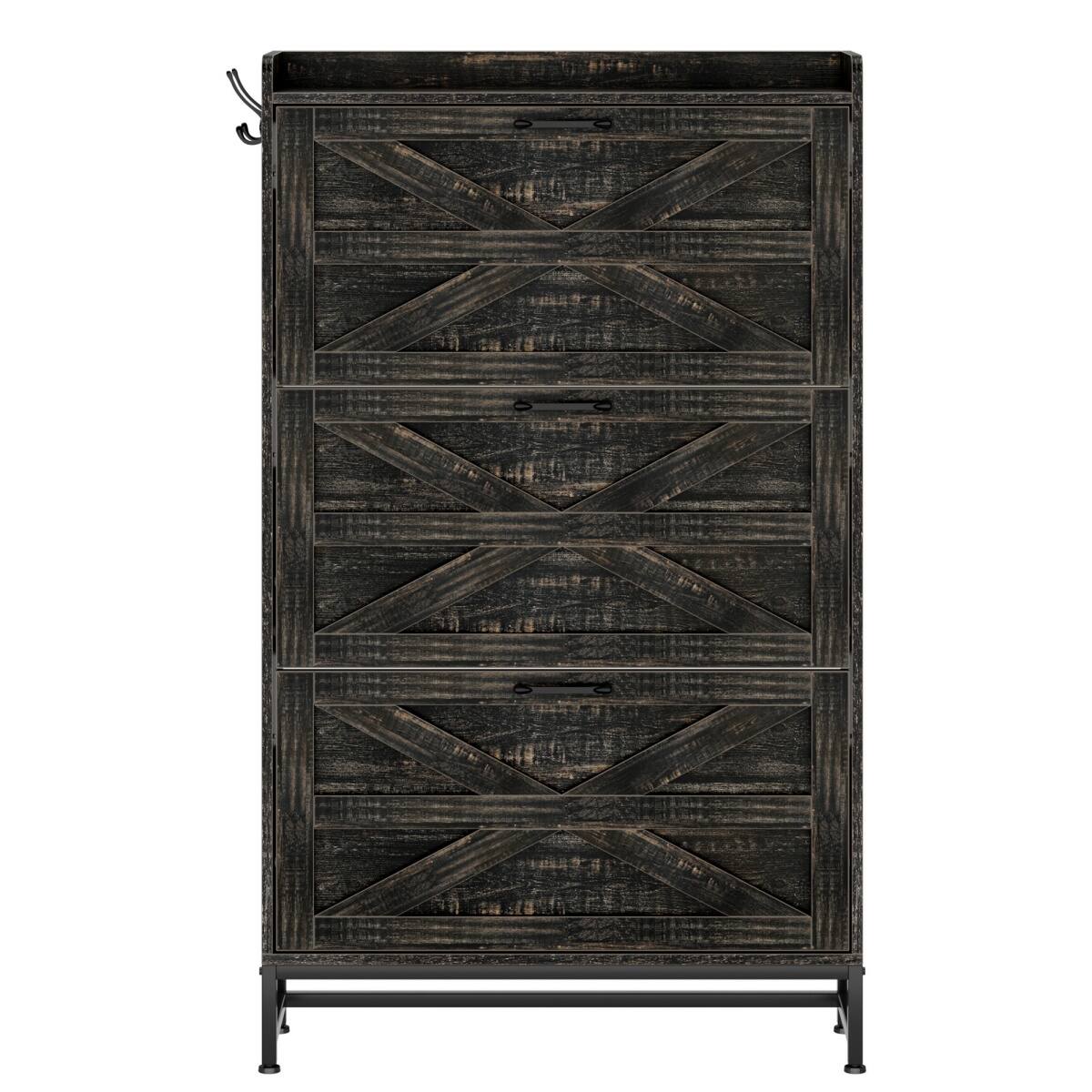 Front. Halitaa - Shoe Cabinet -Thin Space-Saving Design,Large Capacity Shoe Rack for Entryway,Hallway & Balcony - Apartments,Small Homes - Gray.