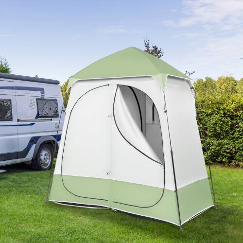 Alt View 6. Winado - 7.5FT Camping Dressing 2-Room Shower Tent Pop Up Shelter with Carrying Bag Privacy Changing Room Portable Toilet Outdoor - Light Green & White.