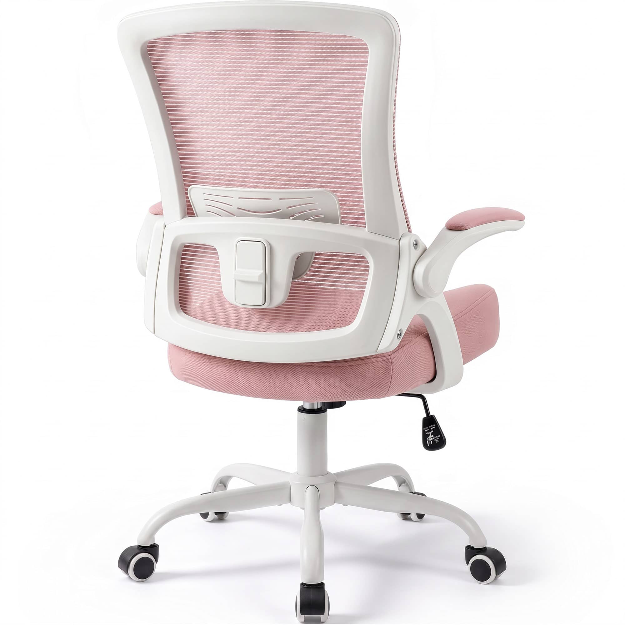 Celtoss - Ergonomic Office Chair, High-Back Mesh Computer Chair with Adjustable Height, Flip-Up Armrests & Lumbar Support - Steel Base-Pink