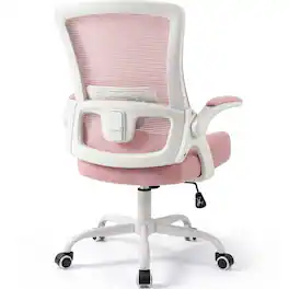 Celtoss - Ergonomic Office Chair, High-Back Mesh Computer Chair with Adjustable Height, Flip-Up Armrests & Lumbar Support - Steel Base-Pink