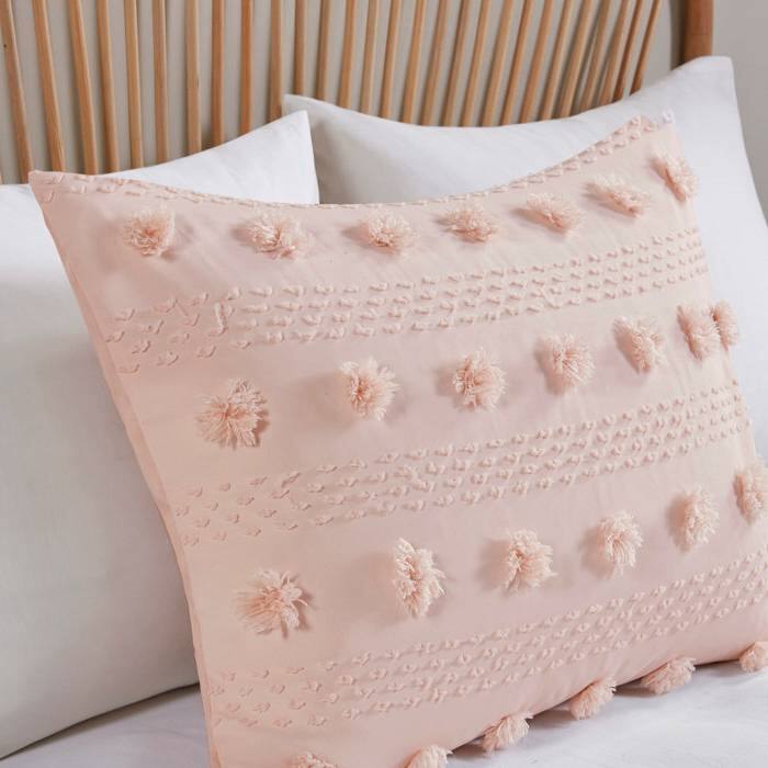Left. Hivvago - Full/Queen 3-Piece Pink Pompom Microfiber Comforter Set - Pink.