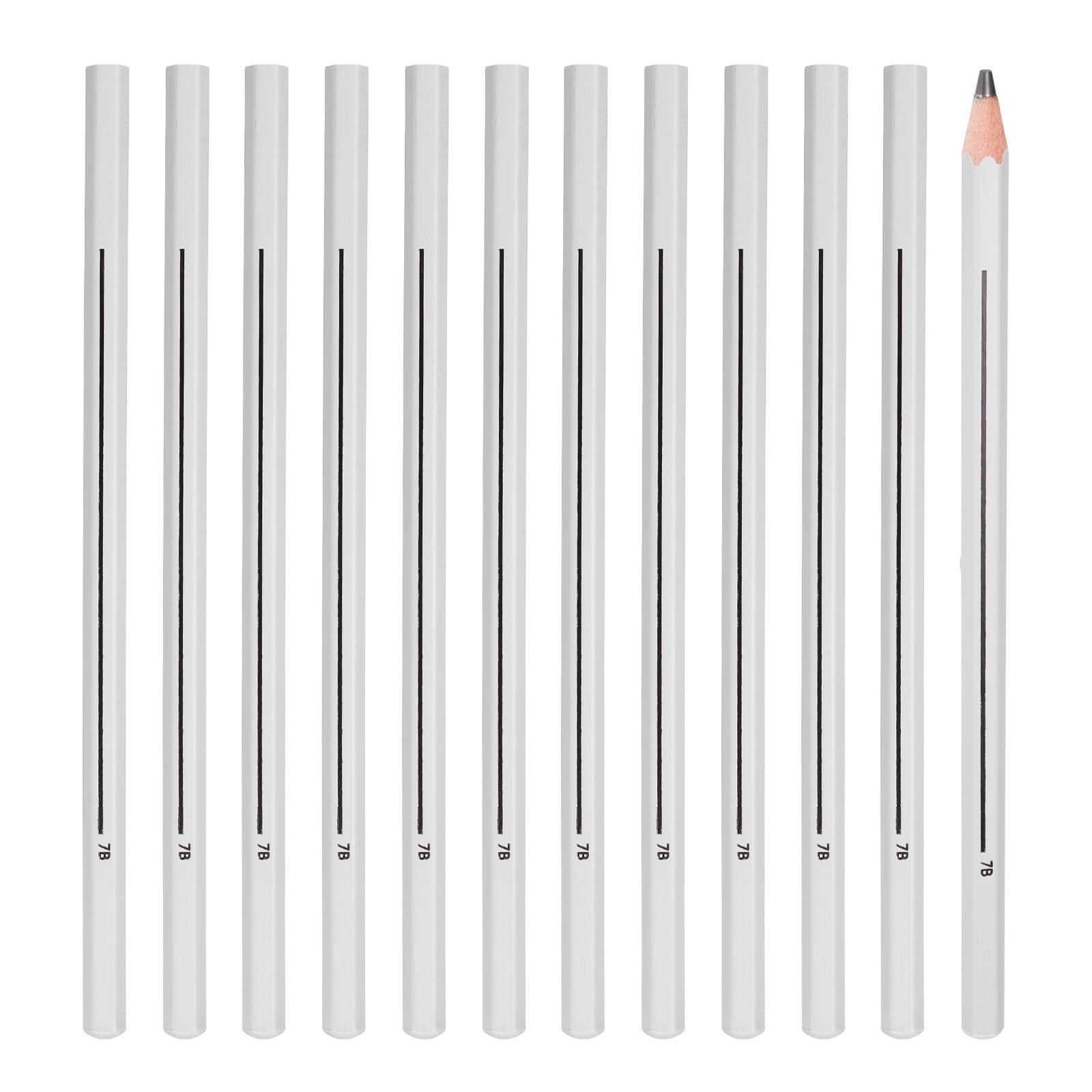 Front. Unique Bargains - 7B Drawing Pencils for Sketching, 12pcs Sketch Pencils w/ Built-in Sharpener for Drawing, Painting, Sketching - Black.