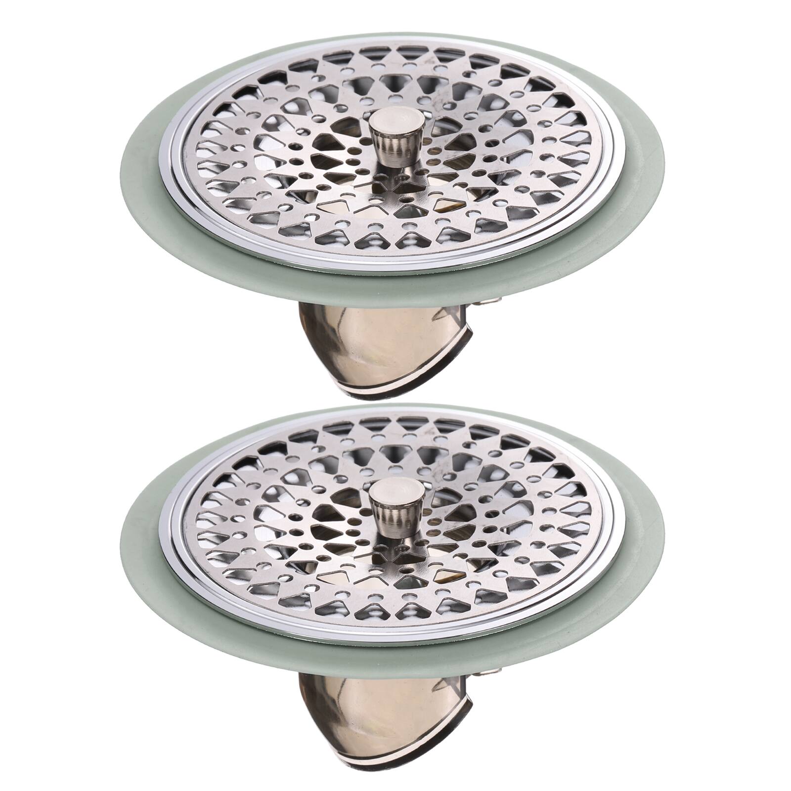 Front. Unique Bargains - 2pcs Odor-Proof Shower Floor Drain, Stainless Steel Hair Catcher Backflow Preventer for Home Bathroom (Fit 1.25"-3") - Gray.