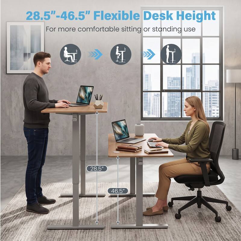 28.5"-46.5" Flexible Desk Height For more comfortable sitting or standing use