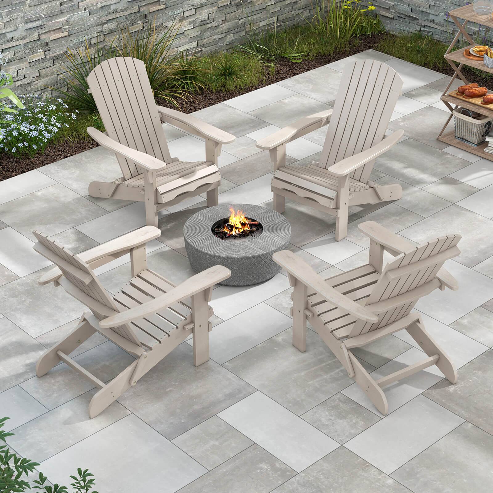 Alt View 4. Costway - Costway Folding Adirondack Chair Set of 1 with High Backrest & Wide Armrests Wooden - Gray.