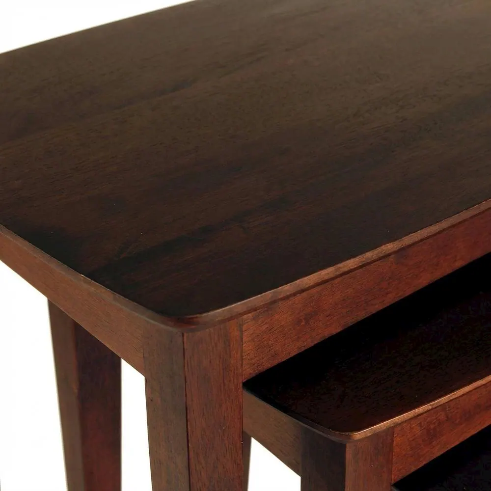 Alt View 1. FurniFact - Natural, Nesting Table Set of 3 - Walnut.