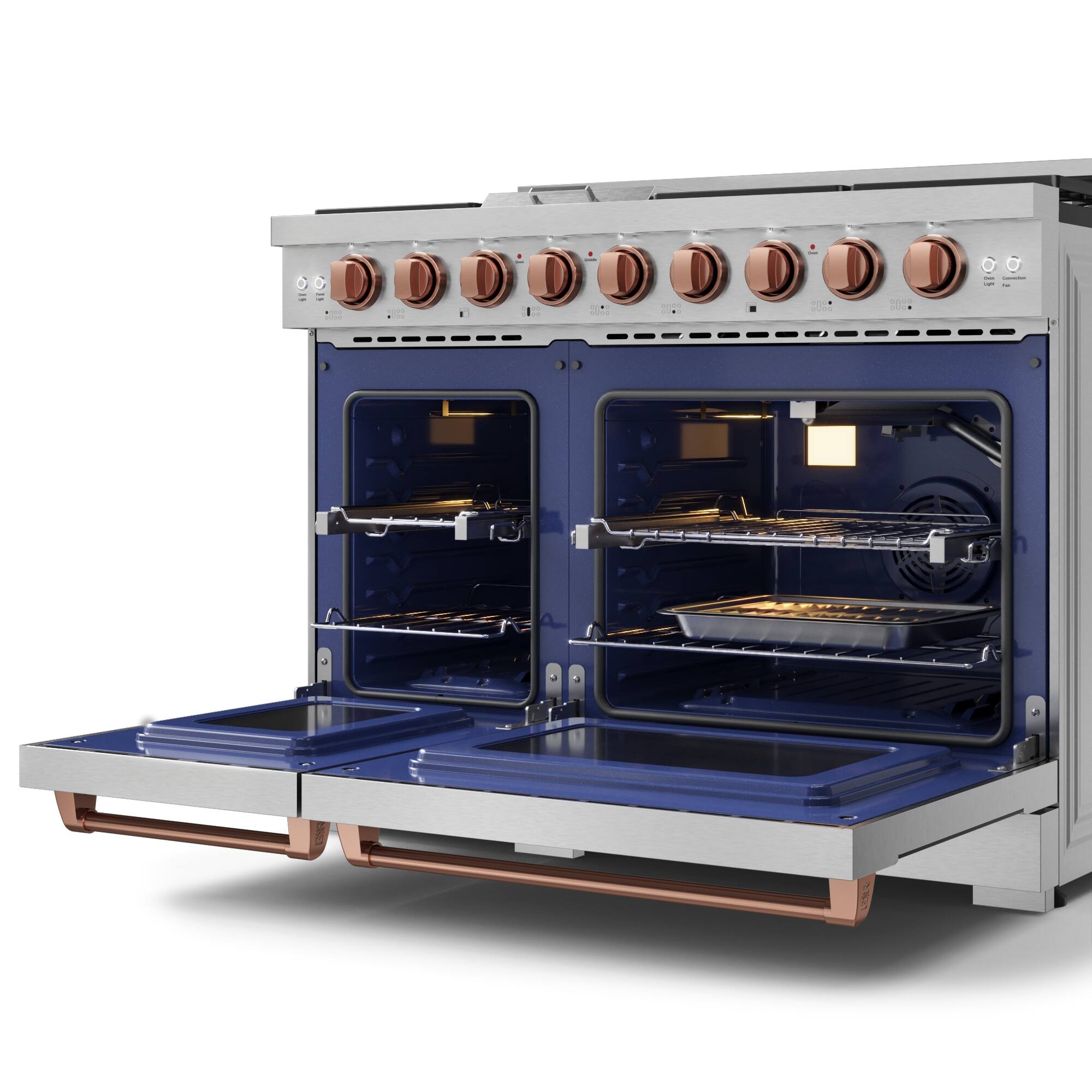 Alt View 13. Thor Kitchen - Gordon Ramsay Series by Thor Kitchen 6.8 Cu. Ft Freestanding Liquid Propane Gas Range with Rose Gold Hardware - Stainless Steel.