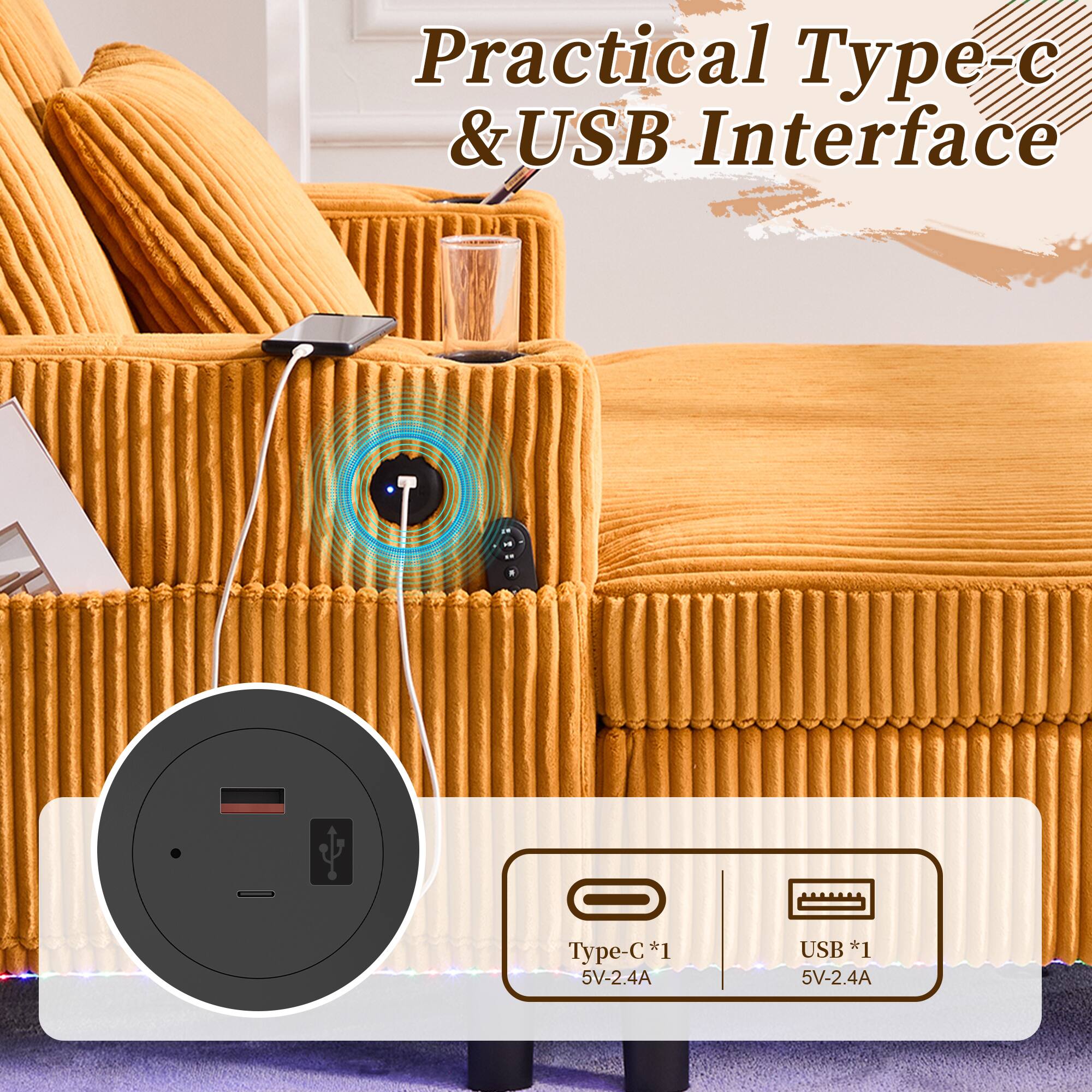 Practical Type-C & USB Interface

Type-C *1 5V-2.4A  
USB *1 5V-2.4A