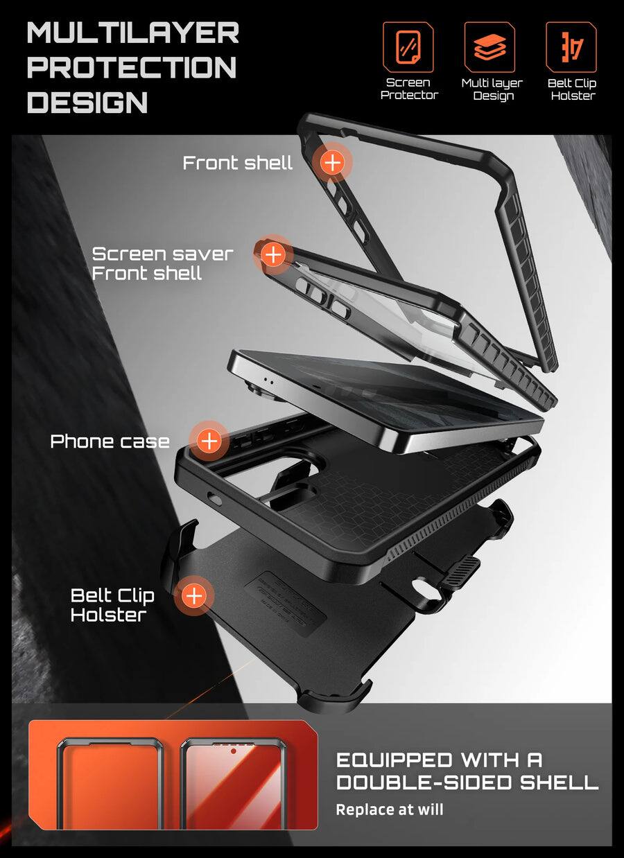 MULTILAYER PROTECTION DESIGN

Screen Multi layer Protector Design AE Belt Clip Holster Front shell + Screen saver Front shell + Phone case + Belt Clip Holster + EQUIPPED WITH A DOUBLE-SIDED SHELL Replace at will

MULTILAYER PROTECTION DESIGN

Front shell

Screen saver Front shell

Phone case

Belt Clip Holster

EQUIPPED WITH A DOUBLE-SIDED SHELL
Replace at will