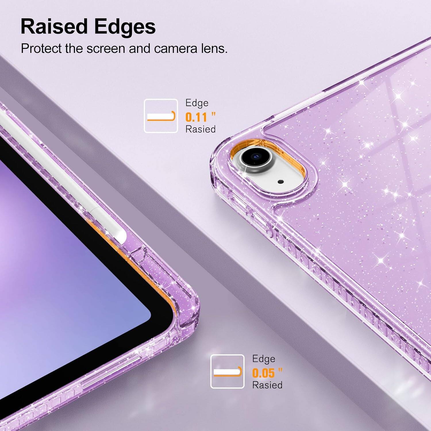 Raised Edges Protect the screen and camera lens.

Edge 0.11" Raised

Edge 0.05" Raised