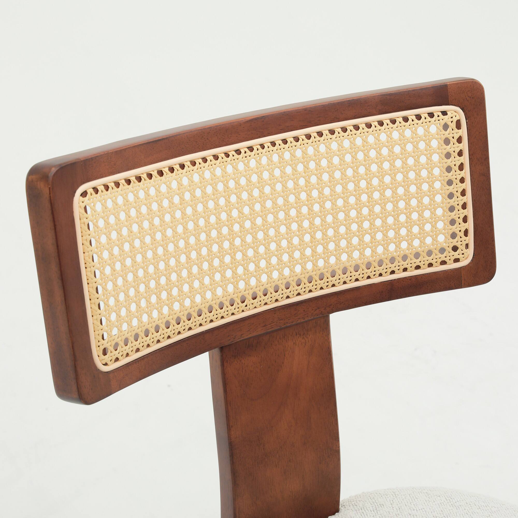 Alt View 2. PexFix - Solid Wood & Rattan Dining Chairs Set of 2, Mid Century Modern Accent Chairs for Kitchen, Dining Room - Walnut.