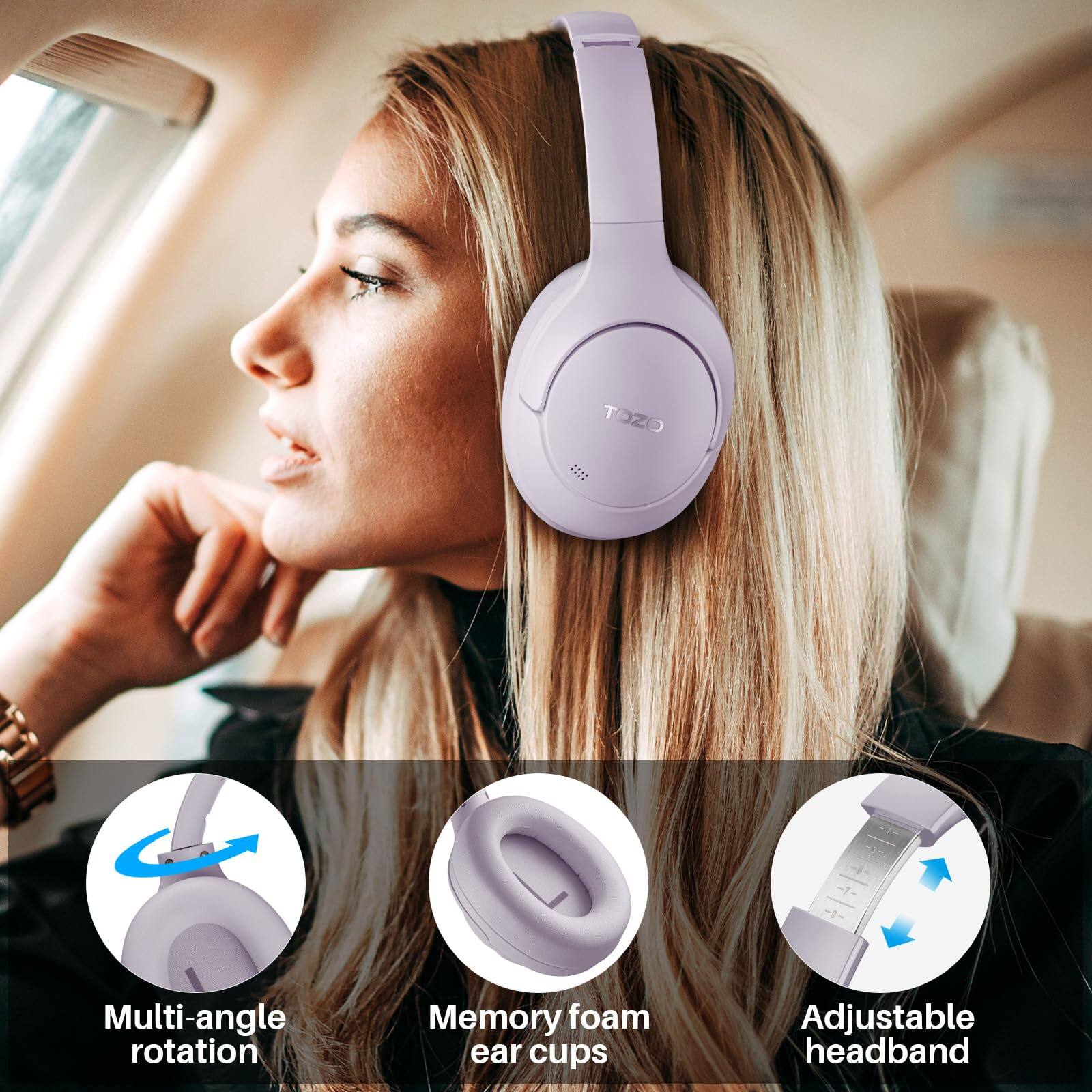 TOZO Multi-angle rotation, Memory foam ear cups, Adjustable headband