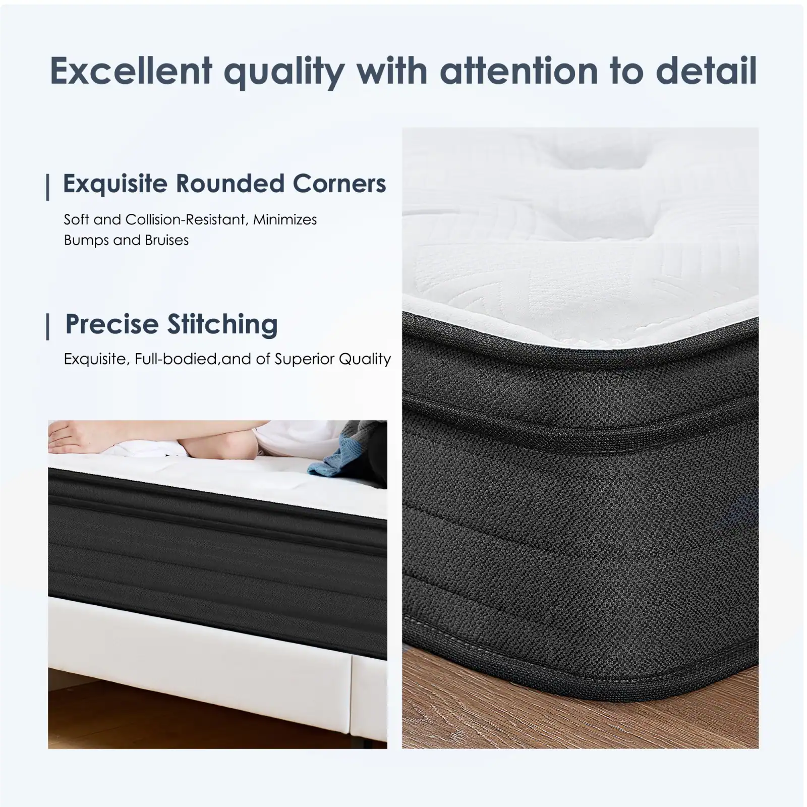 Excellent quality with attention to detail

- Exquisite Rounded Corners
  Soft and Collision-Resistant, Minimizes Bumps and Bruises

- Precise Stitching
  Exquisite, Full-bodied, and of Superior Quality
