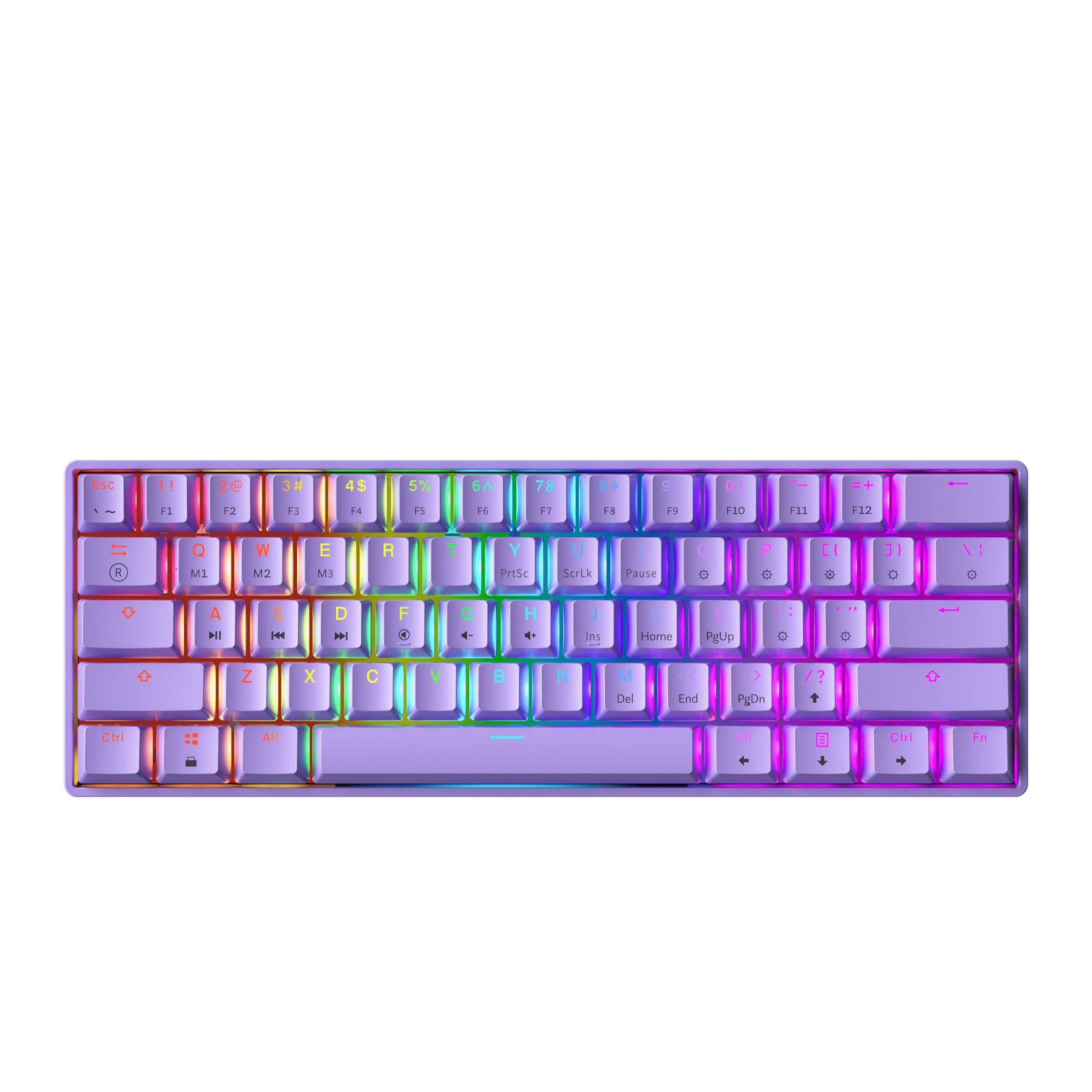 Live At Space - Mechanical Gaming 61 Keys Multi Color Rgb Illuminated Led Backlit Wired For Pc/mac Gamer Tactile ✅ RGB BACKLIT: 16.8 - Lavender-Gateron Optical Red