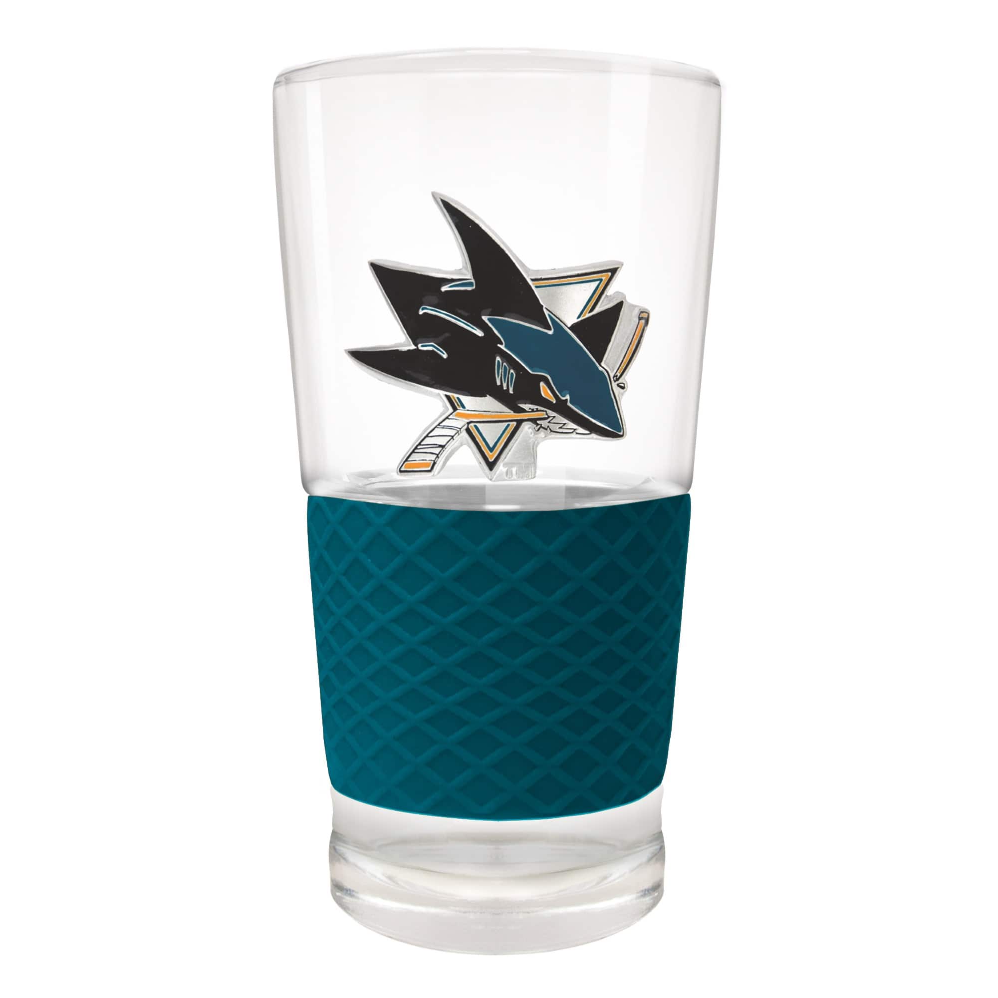 Front. Great American Products - San Jose Sharks 22oz. Pilsner Glass with Silicone Grip - Teal.