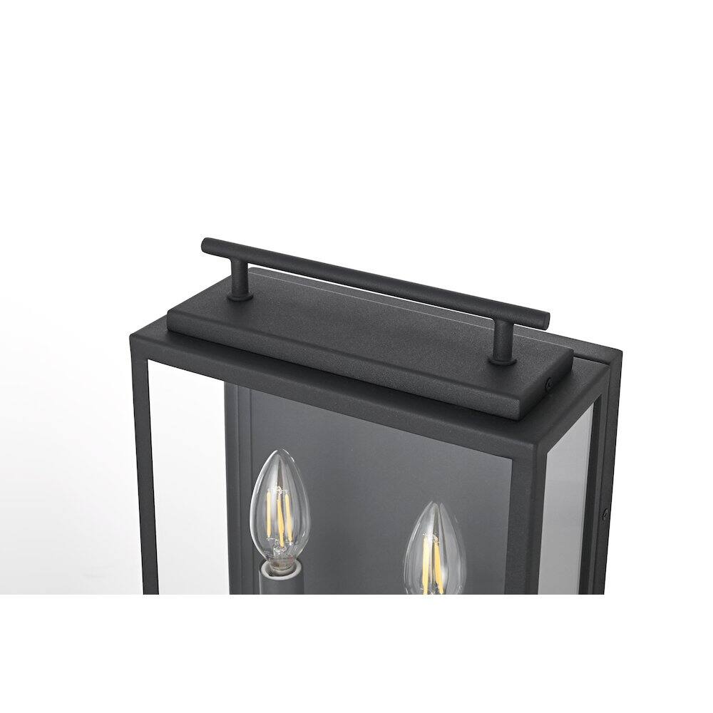 Alt View 3. Elegant Lighting - Valentin 9 Inch Outdoor Wall Sconce In Black - Black.