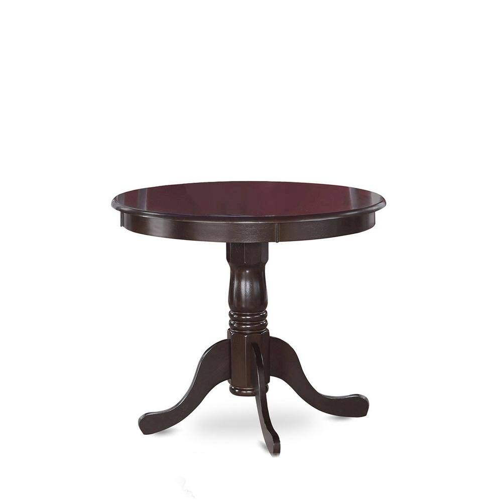 Front. FurniFact - Elegant Small Round Dining Table – Solid Wood Table for 2 or 4 - Cappuccino.