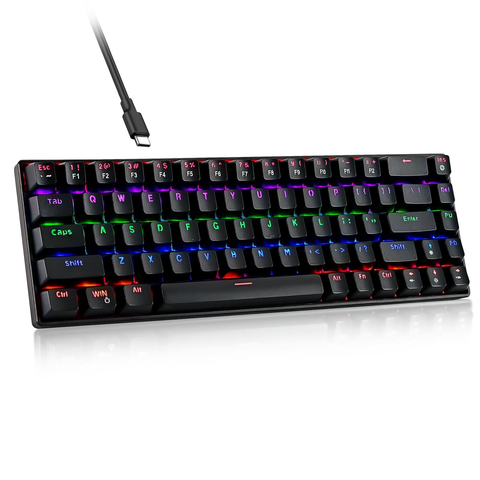 Stamp n Camp - Wired Mechanical Gaming - 67 Keys Ultra-compact Mini Usb Keyboards Multi Color Rgb Illuminated Led Backlit For Pc Gamer - Default